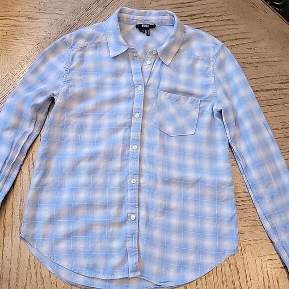 Blue plaid Button down shirt size XS PAIGE 💙 - Picture 12 of 12